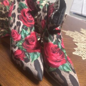 Dolce & Gabbana Floral Leopard Heeled Boots